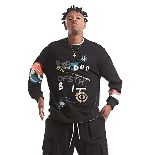 

men's hoodies & sweatshirts arrival spring autumn men hoodie fashion casual originally style o-neck loose simple soft hip-hop high stre, Black
