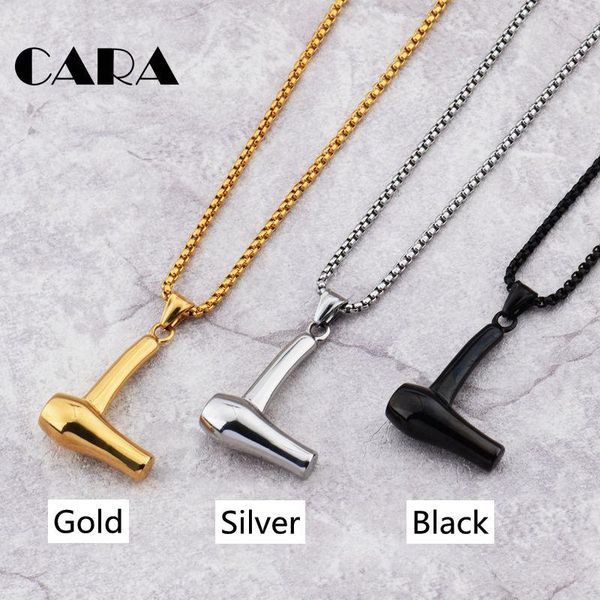 

pendant necklaces 3 colors stainless steel hairdresser tool charm necklace hair dryer for men womens fashion cagf0387, Silver