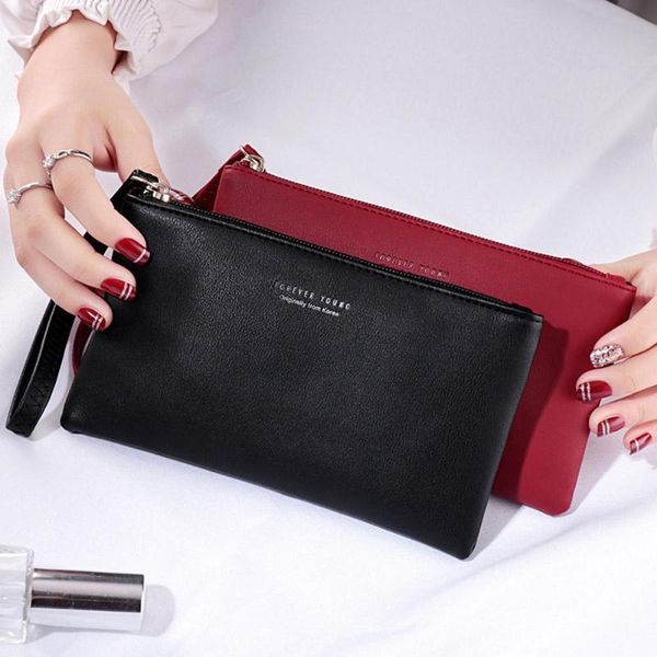

coin purses 2021 women clutch simple black pu leather bag crossbody bags enveloped shaped messenger shoulder pochette, Red;black