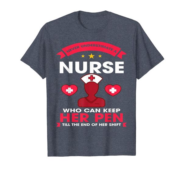 

never underestimate a nurse funny t-shirt for nurses, White;black