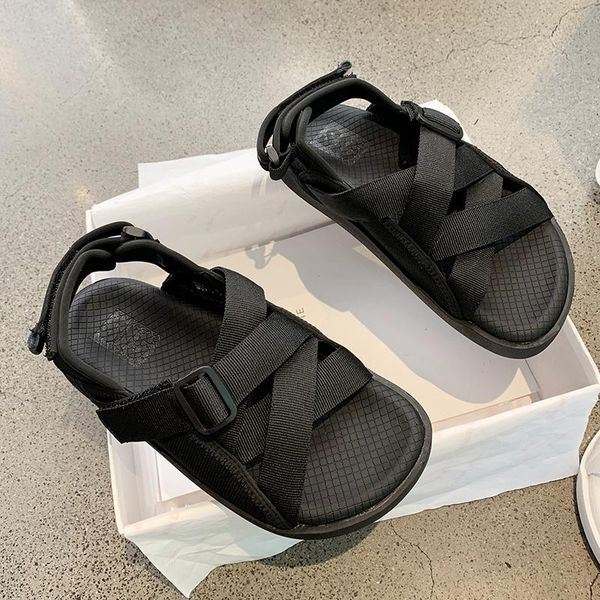 

summer shoes women gladiator sandals flats platforms woman causal wedge open toe hook loop, Black