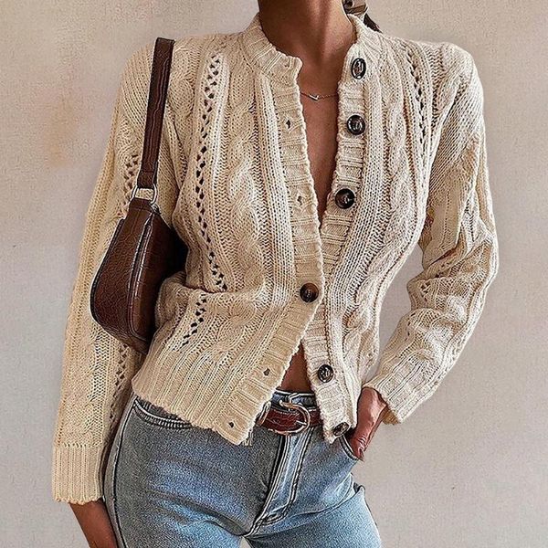 

women's jackets casual twisted rope twist sweater cardigan women jacket hollow out knitted single breasted vintage clothing, Black;brown