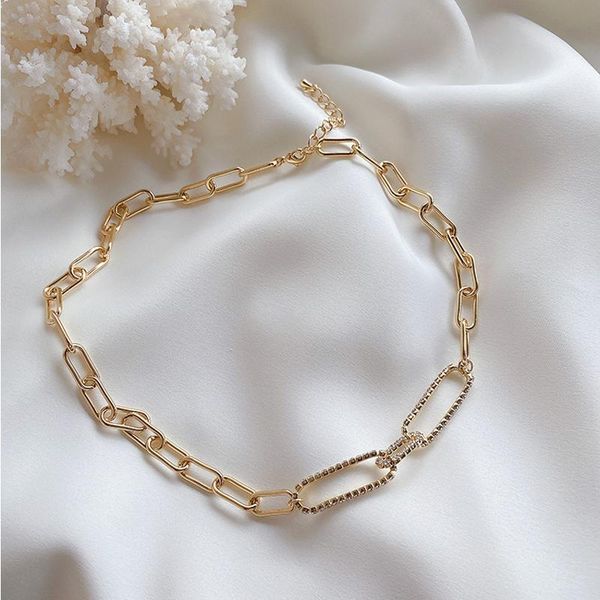 

female necklace zircon metal gold plating simple temperament versatile fashion women clavicle chain christmas gift chokers, Golden;silver