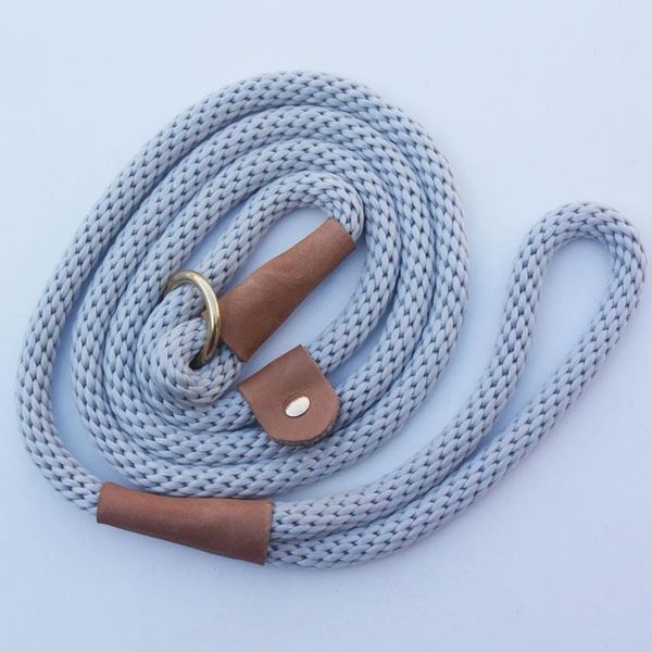 

dog collars & leashes slip leash nylon rope - leather training leads for small medium large dogs 1/2 inch by 5 feet