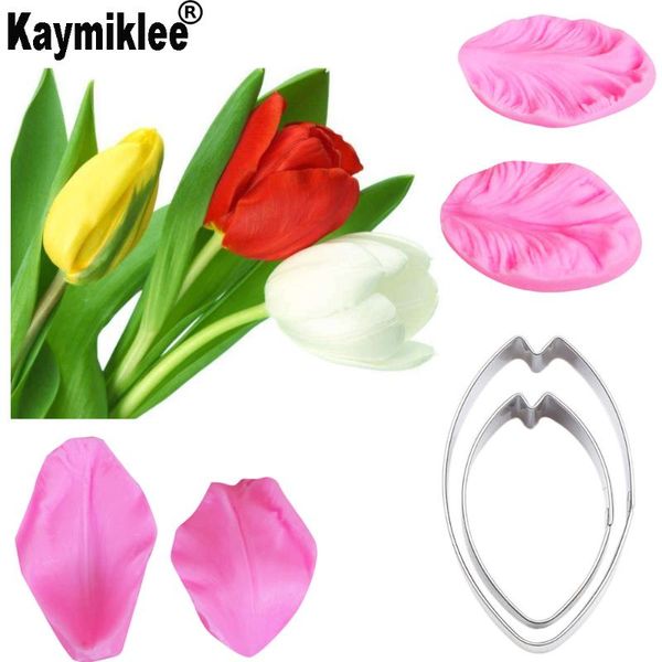 

cake tools tulip petal veiner &cutter silicone decorating molds gumpaste moulds chocolate cs198