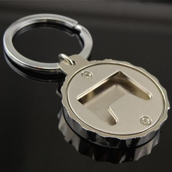 

keychains est bottle cap-shaped opener portable keychain creative metal keyring men tool gift for friends family, Silver