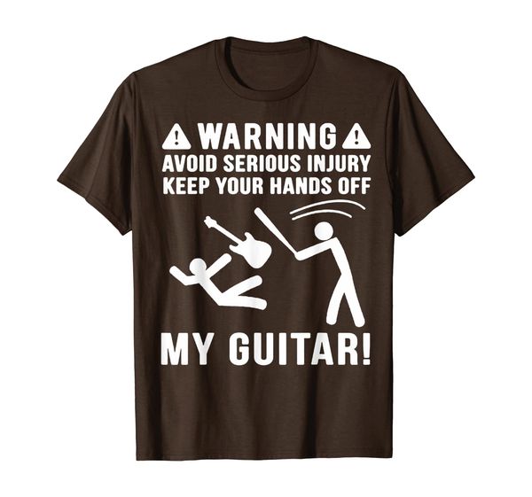 

warning keep your hand off my guitar t-shirt, White;black