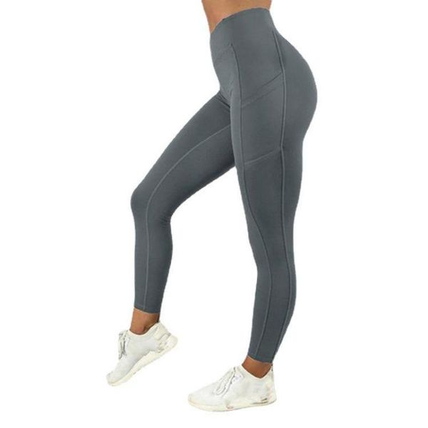 

yoga outfit women's high elasticity seamless side pocket leggings multicolor sports running waist fitness