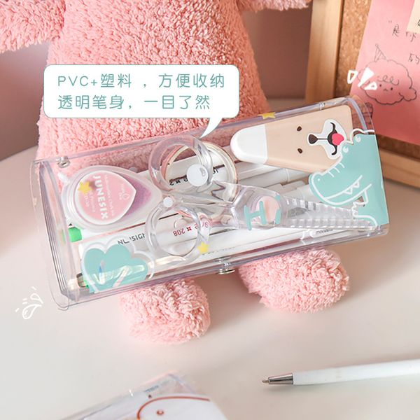 

pencil transparent box cartoon cute primary school student large capacity box creative learning supplies storage box