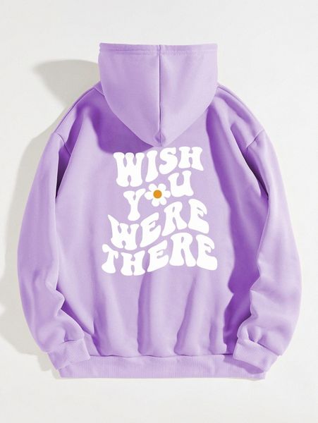 

slogan graphic kangaroo pocket thermal drawstring hoodie w7ih#, White;black