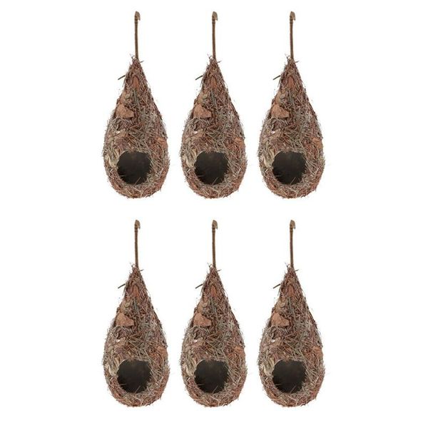 

bird cages 6 pack house, hanging birdhouse nest fiber hand-woven roosting