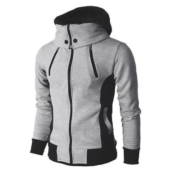 

men's jackets spring and autumn jacket casual fashion hooded jogging fake two-piece zipper sweater men, Black;brown