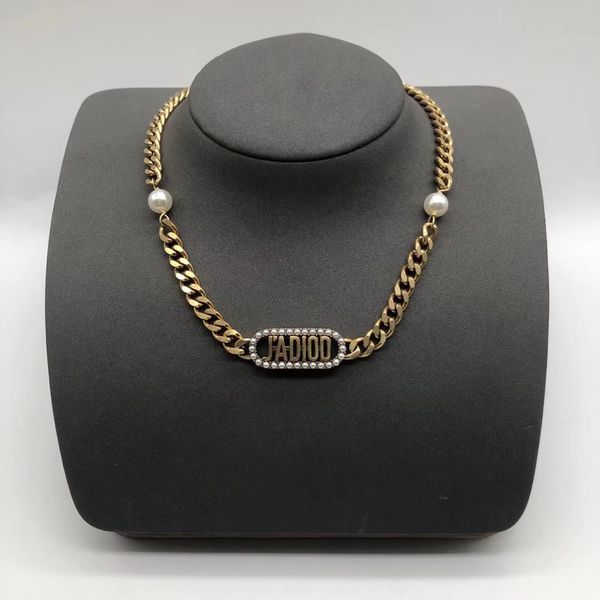 

designer jewelry family new letter pearl necklace in 2020, Silver