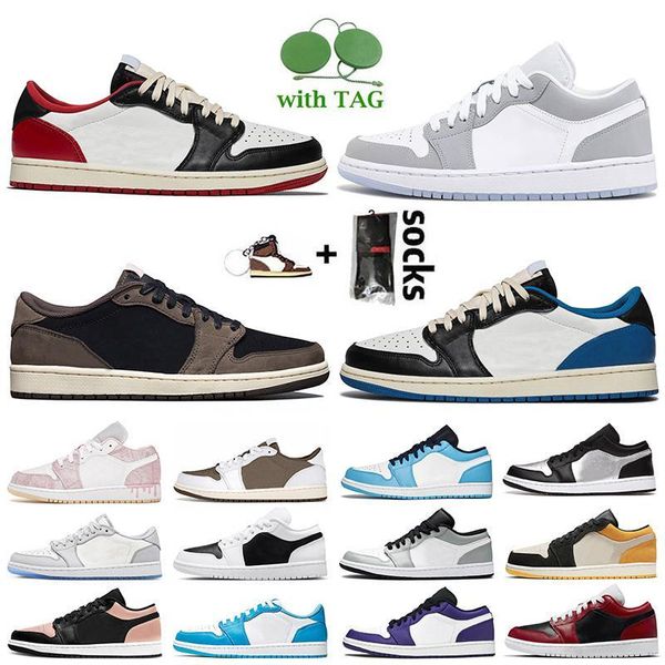 

womens mens jumpman 1 low basketball shoes 1s black toe wolf grey unc fragment university blue crimson tint trainers sports sneakers white p