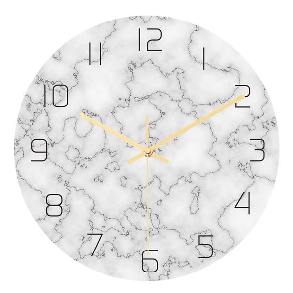 

mordern wall clock high gloss acrylic material grey marble frameless circle 30cm diamter silent movement creative home decor clocks