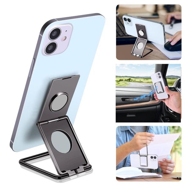 

cell phone mounts & holders multifunction finger holder kickstand foldable car magnetic desk back bracket for 12 13 pro max metal tab