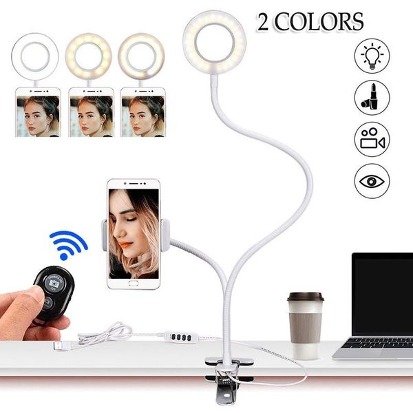 

flash heads selfie led ring light 3 modes with cell phone mobile holder for youtube live stream makeup camera lamp