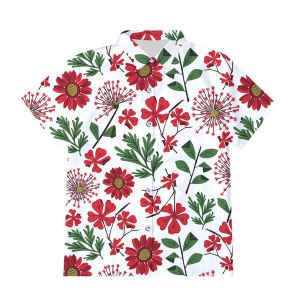 

men's casual shirts ogkb summer men floral printed short sleeves button fashion brand party holiday flower shirt homme oversized 6xl, White;black