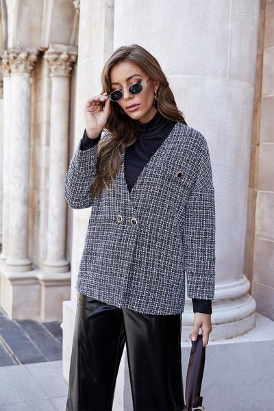

women's jackets loose autumn knit fashion long-sleeved temperament street woolen coat cardigan, coat,women's jacket,traf, Black;brown