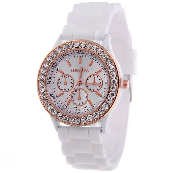 

wristwatches s geneva brand silicone watch women ladies fashion crystal dress quartz wristwatch relogio feminino gv007 hai, Slivery;brown