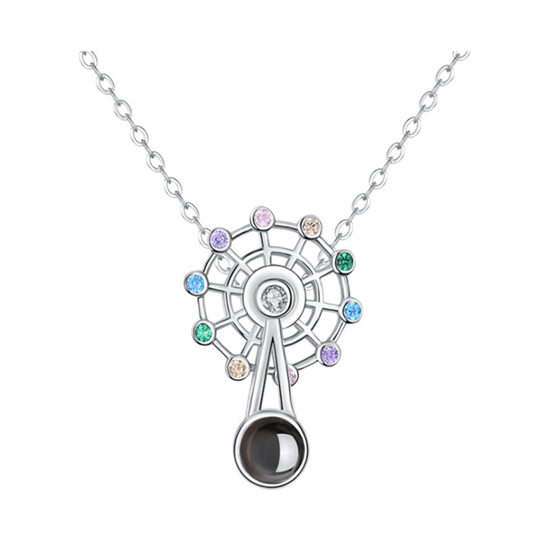 

chains 100 language"i love you" pendant necklaces big wheel shape for women girl friend jewelry accessories gift, Silver