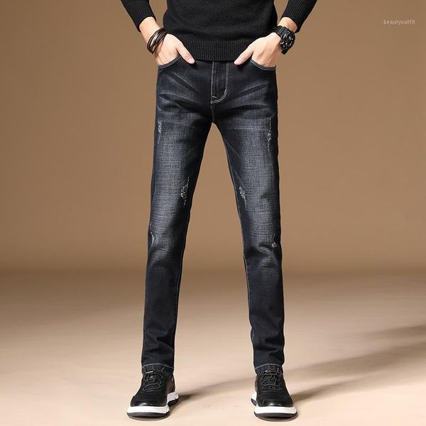

men's jeans arrival style men boutique denim fashion casual solid pencil pants leisure trousers size 27-36, Blue
