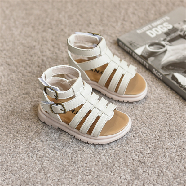 

2021 New Baby Sandals For Girls Microfiber Leather Princess Toddler Sandals Fashion Rome Little Girl Summer Shoes, Beige