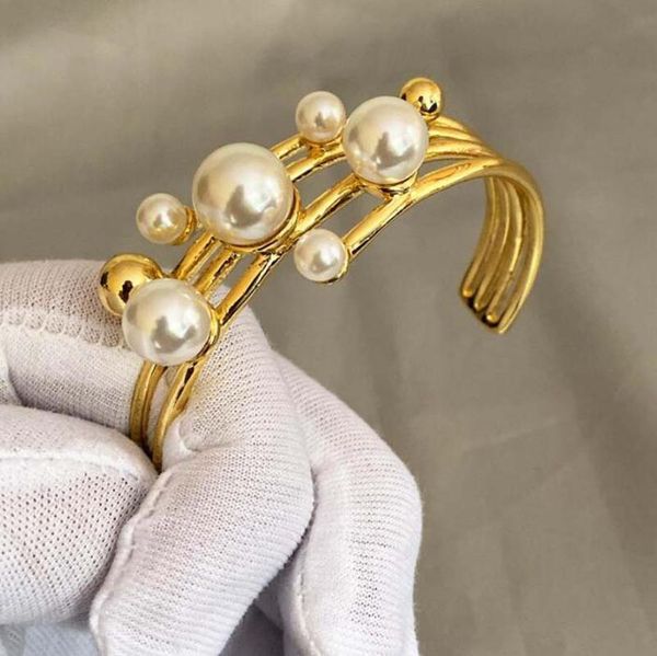 

bangle pearl opening adjustable bracelet women fashion texture exaggeration vintage wide version geometry jewelry, Black