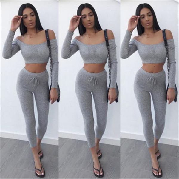 

long sleeve crop womens jumpsuit pants 2pcs set outfit uk, Black;white