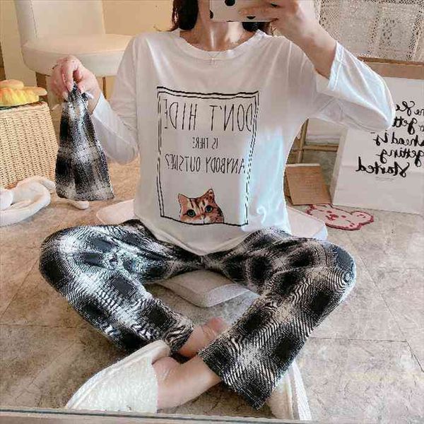 

pjs set pajamas casual women sleepwear housewear t shirt with long trousers ladies pijama feminino nightwear, Black;red
