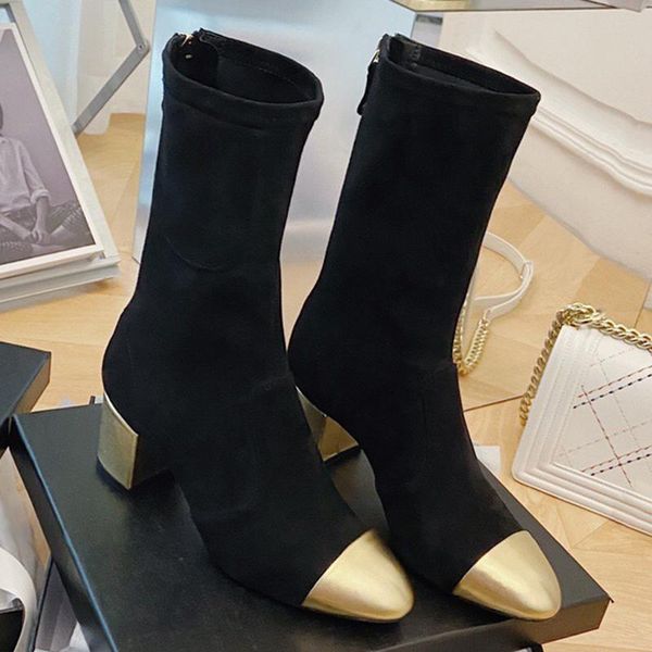 

boots 2021 autumn women mid calf black white point toe high heels fashion booties women's for ladies
