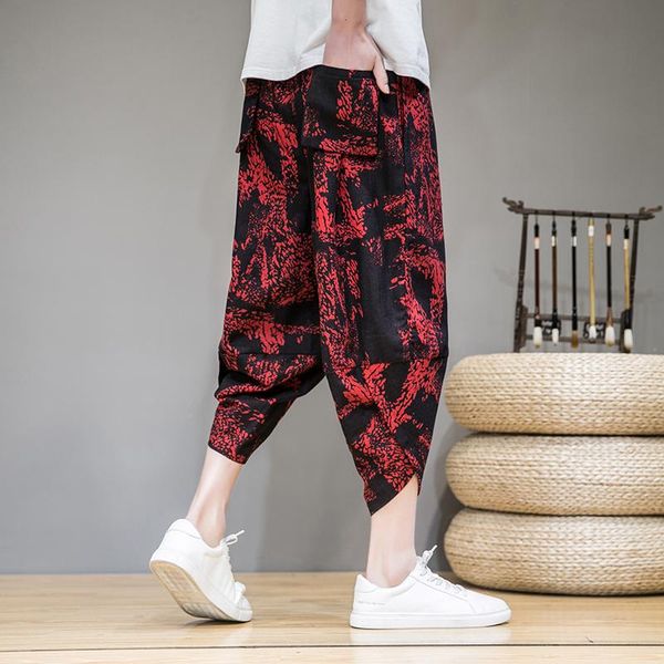 

men's pants 2021 summer loose casual harlan feet cropped, Black