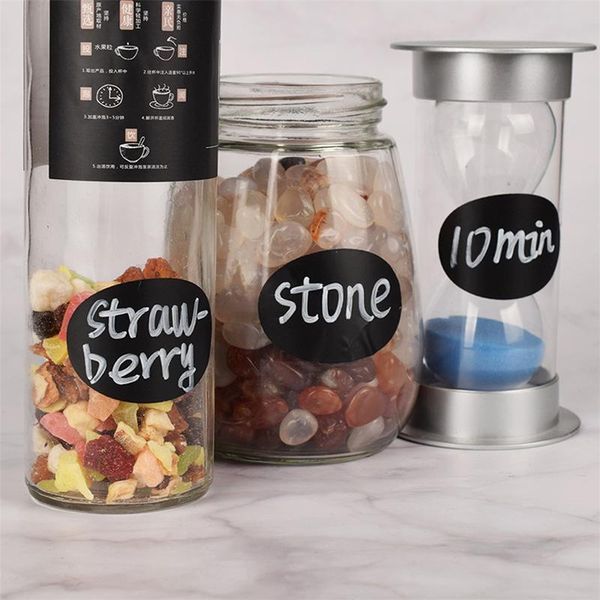 

10sheet/60pcs home waterproof chalkboard kitchen spice label stickers jam jar bottle tags blackboard labels wall