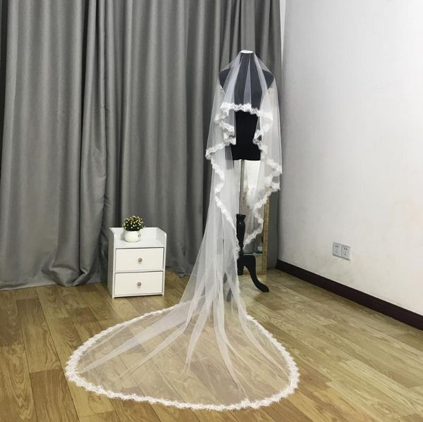 

bridal veils real pos 3 meter long wedding veil bride lace ivory accessories, Black