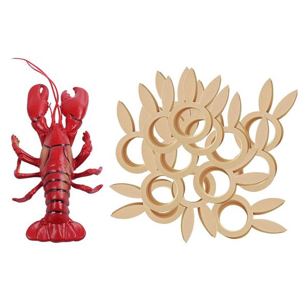 

napkin rings 12 x 5 inch big fake lobster model for display artificial marine animals decoration with 20 pcs wood