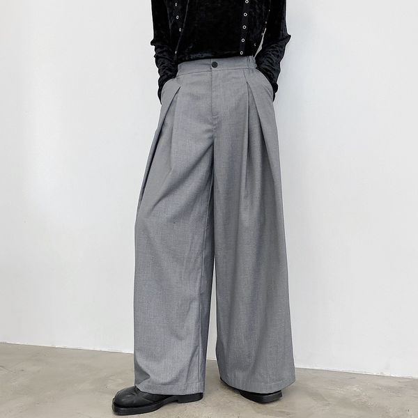 

men's pants men high waist casual wide leg suit pant male vintage fashion japan korea streetwear loose long trousers t5vp, Black