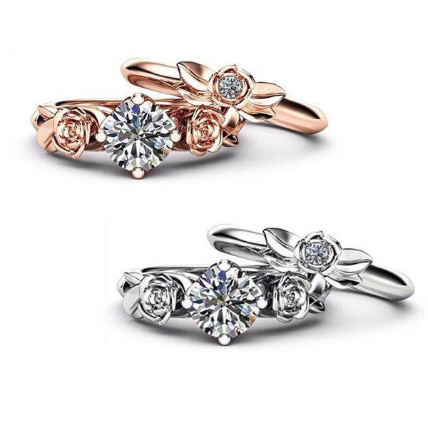 

wedding rings 2021 2pce/set luxury rose double for women men trendy stainless steel zircon jewelry engagement party gift, Slivery;golden