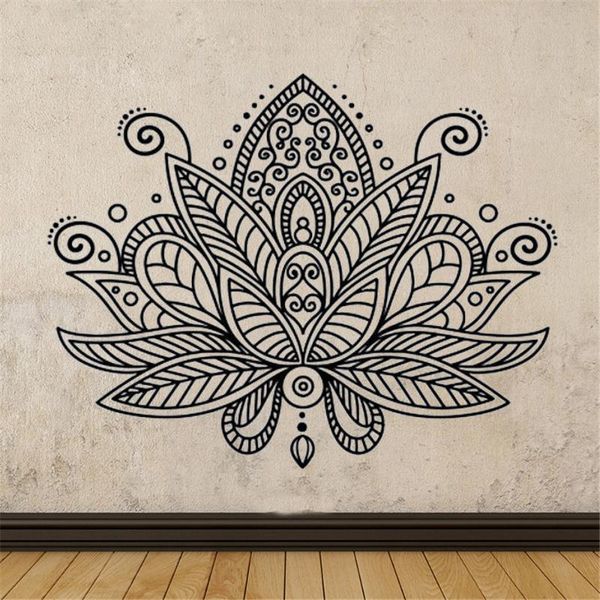 Adesivos de parede Mandala Lotus Pattern Adesivo Yoga Estúdio Decoração Mural Decalques Decalques Grande Tamanho Murais DW11036