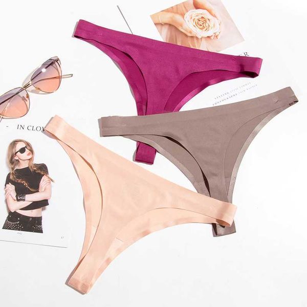 

women's panties ice silk thong seamless g string women low-rise lingerie bikini t back female comfortable -2xl underwear, Black;white