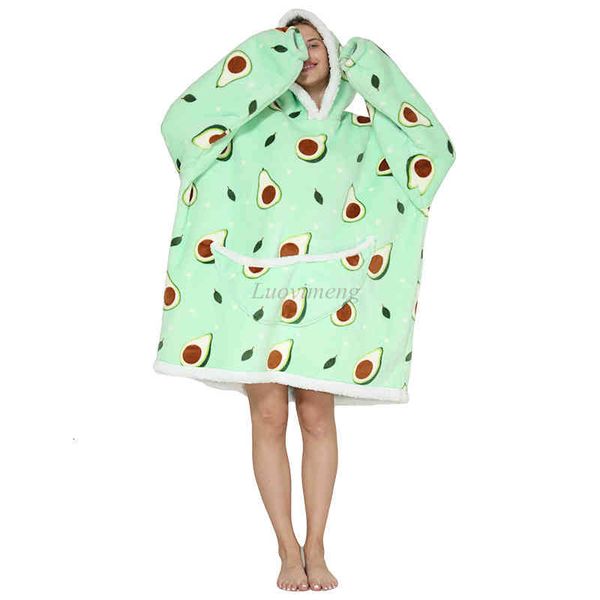 

women's hoodies & sweatshirts oversized avocado printed hoodie couch blanket for adults outdoor women hooded sweatshirt sherpa sweaters, Black