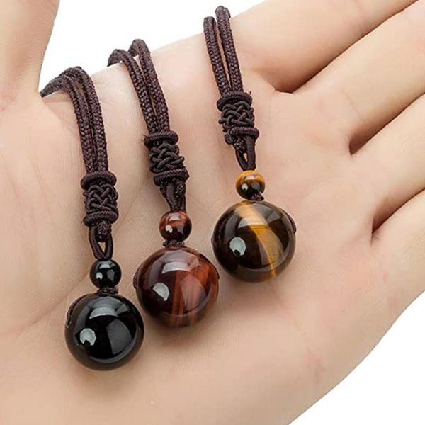 

pendant necklaces selling hand woven natural stone crystal bead necklace tiger round men's, Silver