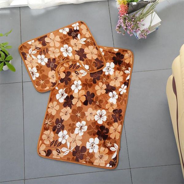 

bath mats 2pcs/set 50*80cm bathroom mat set coral fleece anti-slip kitchen carpet rug washable