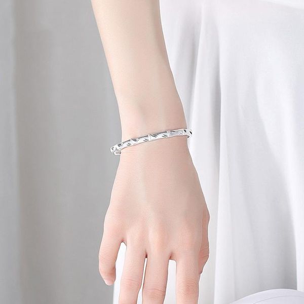 

bangle bamboo open adjustable bangle-cupronickel plated thick silver retro bracelet woman party jewelry trendy, Black
