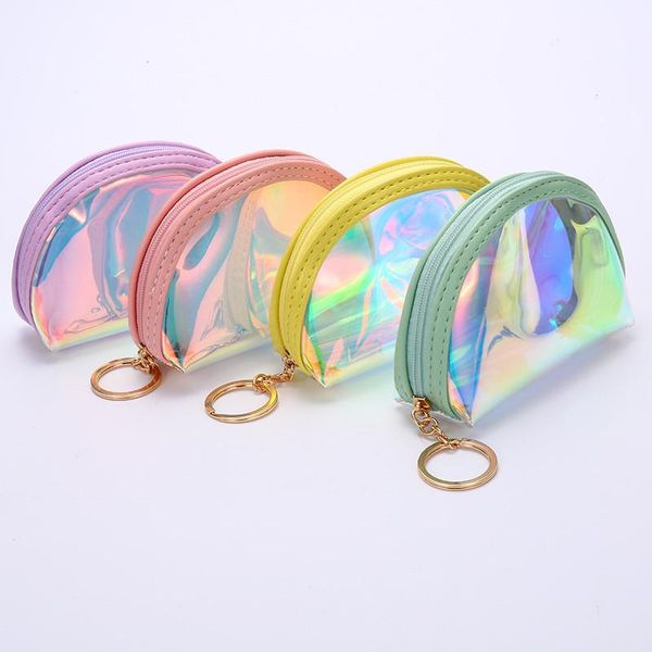 

purse 2021 cute clear coin glitter kids jelly wallet laser pvc money bag kawaii gift for girls transparent small, White