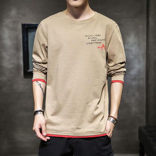 

men's t-shirts selling product in 2021 autumn fashion long-sleeved t-shirt cotton trend korean oversized t shirt clothing, White;black