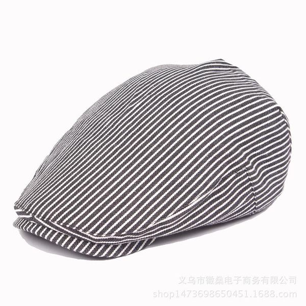 

berets 2021 fashion spring striped adjustable cap gatsby cotton beret men women gorras planas boina, Blue;gray
