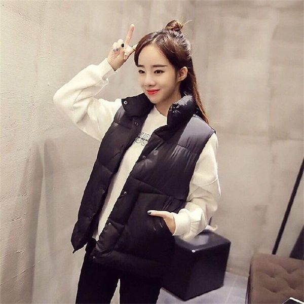 

women's vests jacket vest autumn winter loose short chaleco mujer plus velvet sleeveless padded clothes, Black;white