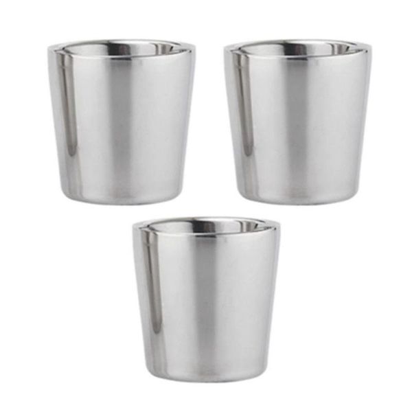 

water bottle 3pcs outdoor stainless steel coffee mug cup for camping hiking picnic double layer anti-scalding 175ml durable
