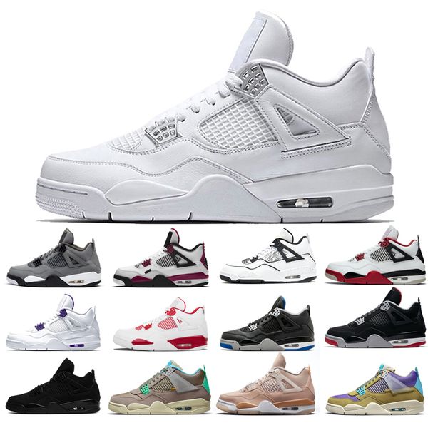 

2021 new basketball shoes 4s man black cat taupe haze shimmer moss white oreo cement university blue sail pine green pure money travis bred