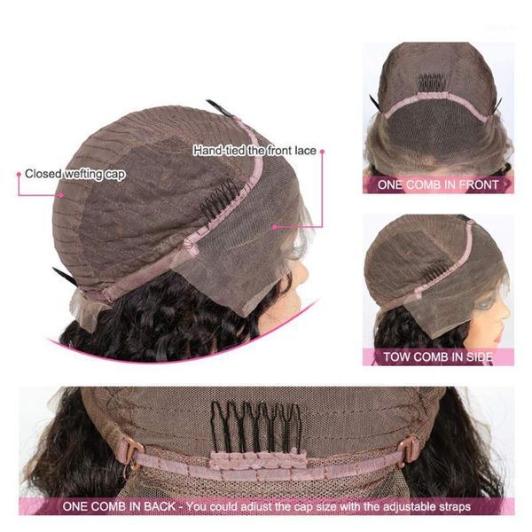 

13x4 lace front human hair wigs brazilian straight 150% density frontal wig pre plucked closure1, Black;brown